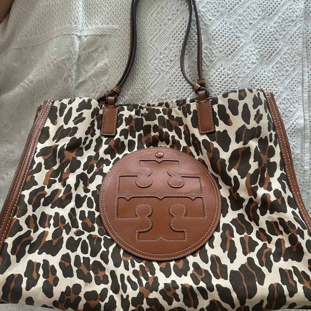 Tory Burch Brown Leopard Print Tote Bag
